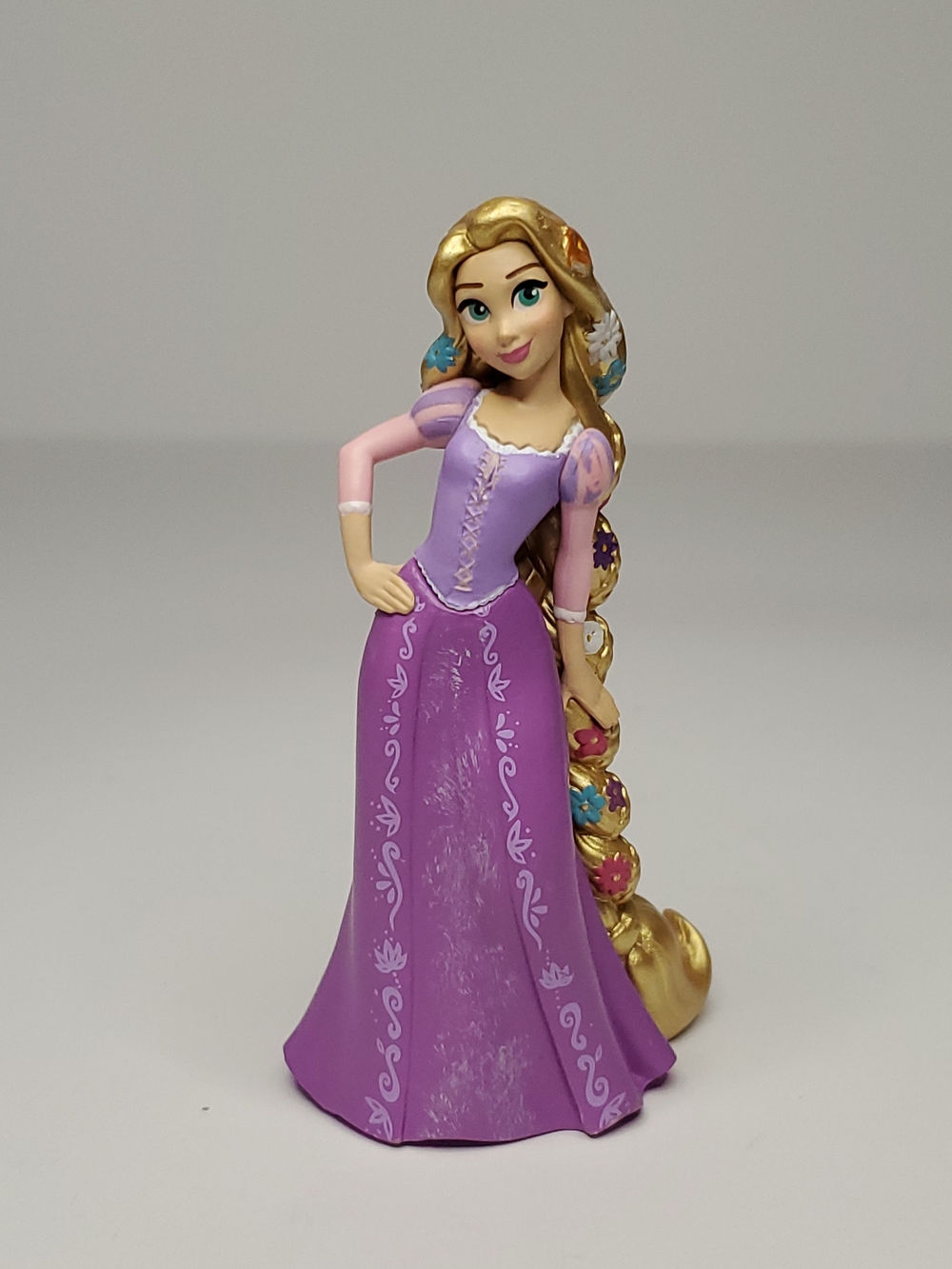 Disney Store Tangled Rapunzel Figure Cake Topper Gold Hair Flowers Braids